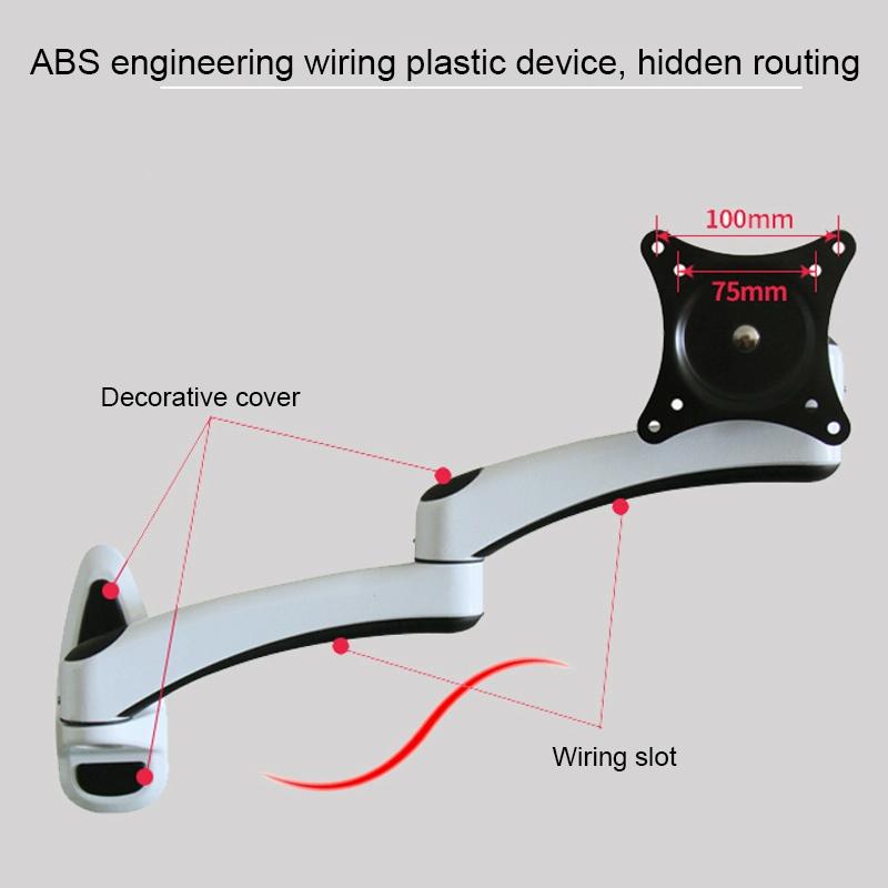 White Dual-section Telescopic Monitor Stand - Wall-mounted