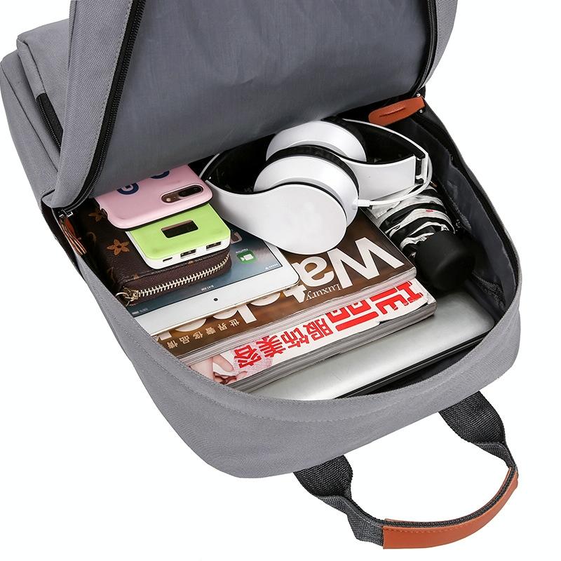 3-in-1 Student Usb Backpack - Multi-functional - Light Grey