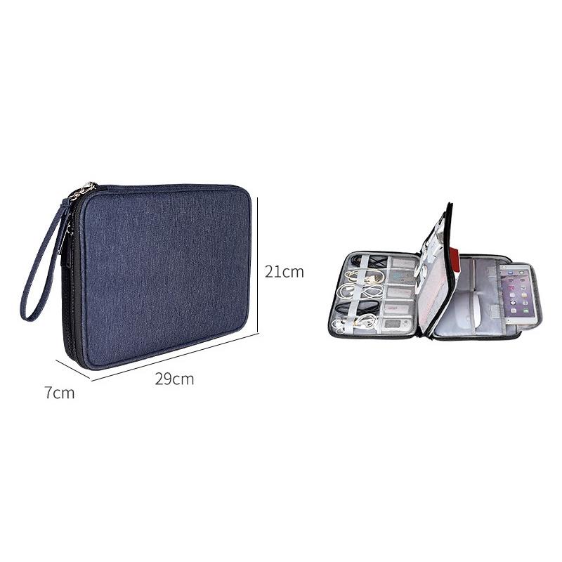 Waterproof Multi-function Storage Bag for Digital Accessories - l - Navy Blue
