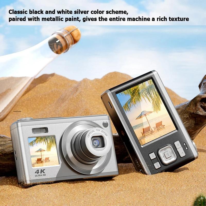 4K Hd Optical Zoom Digital Camera 60Mp Dual Screen Selfie Camera No Memory - Black