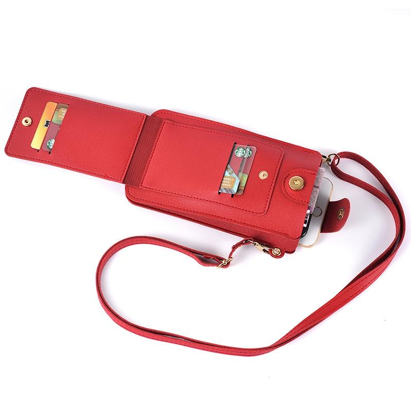 Printed Mini Shoulder Bag With Card Holder - Red