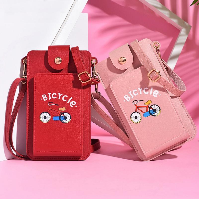 Printed Mini Shoulder Bag With Card Holder - Red