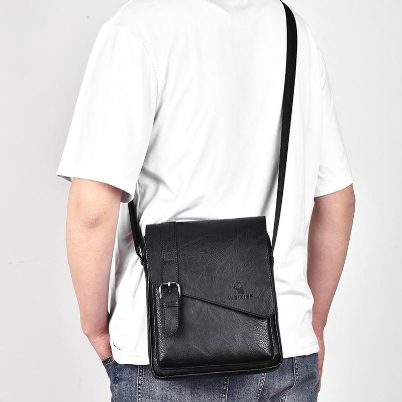 Retro Crossbody Messenger Bag Large Capacity - Black