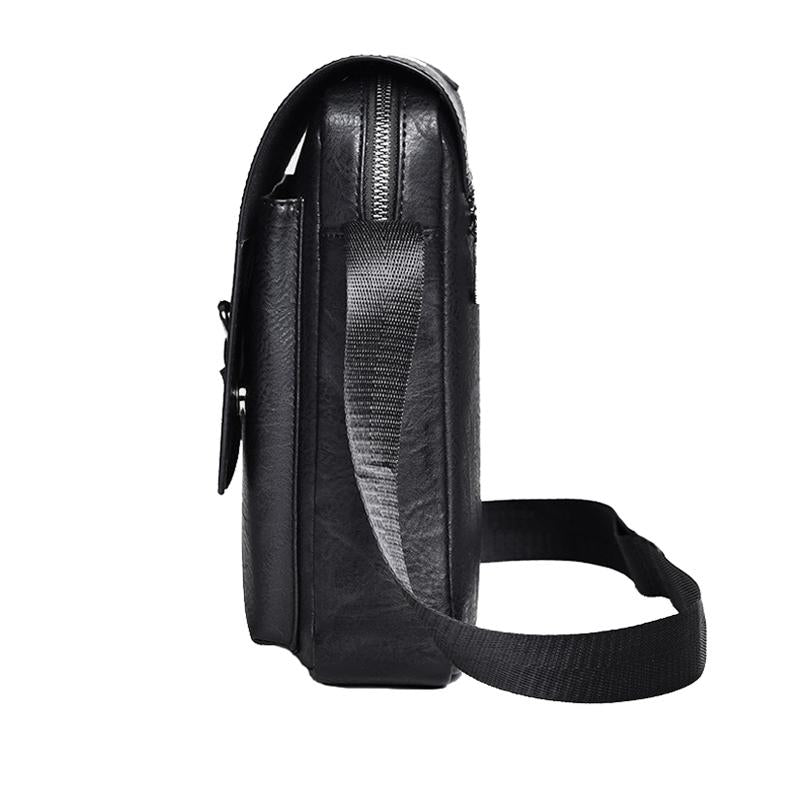 Retro Crossbody Messenger Bag Large Capacity - Black