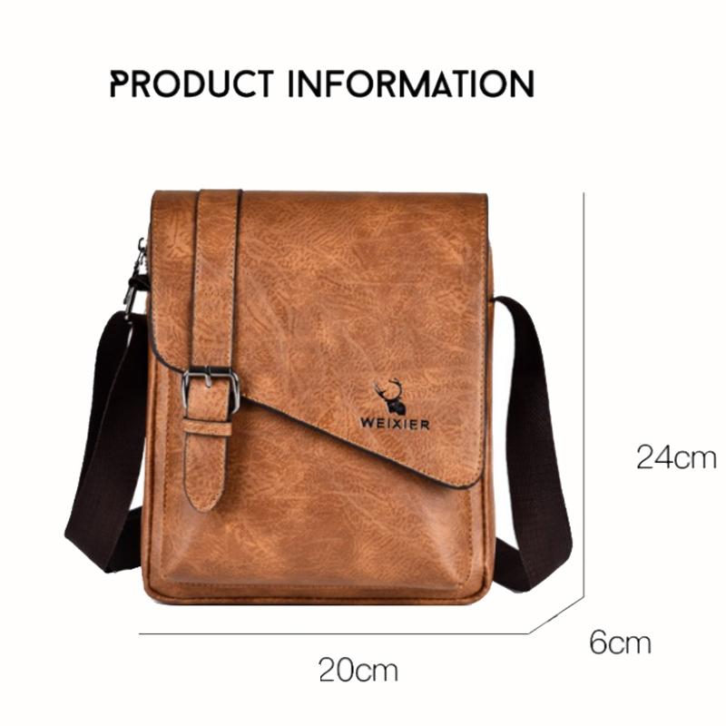 Retro Crossbody Messenger Bag Large Capacity - Black