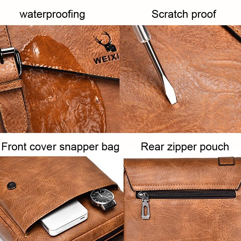 Retro Crossbody Messenger Bag Large Capacity - Black