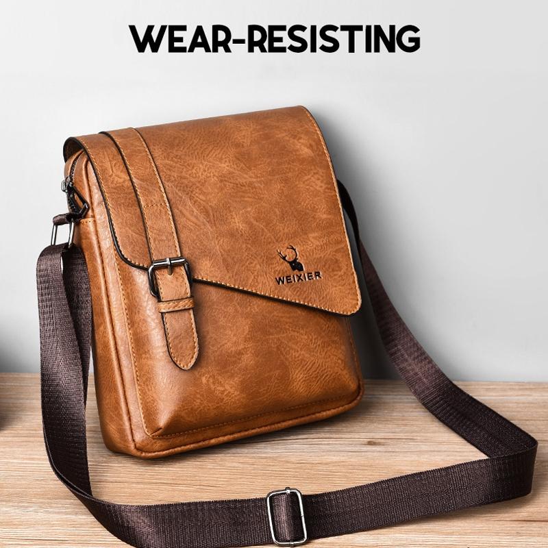 Retro Crossbody Messenger Bag Large Capacity - Black