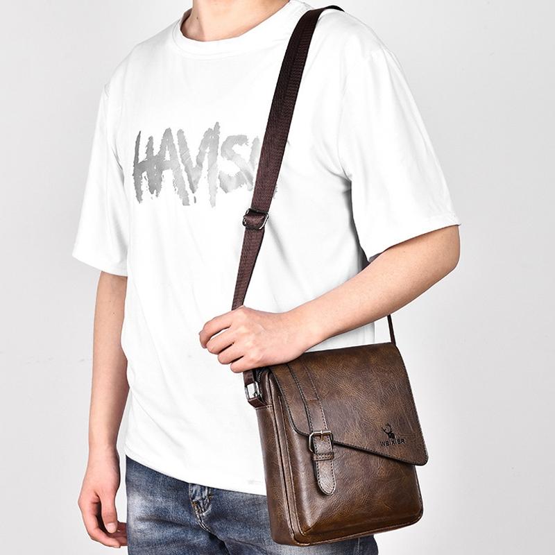 Retro Crossbody Messenger Bag Large Capacity - Black