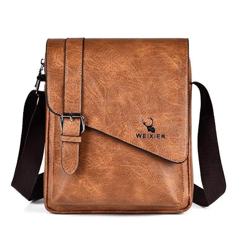 Retro Crossbody Messenger Bag Large Capacity - Black
