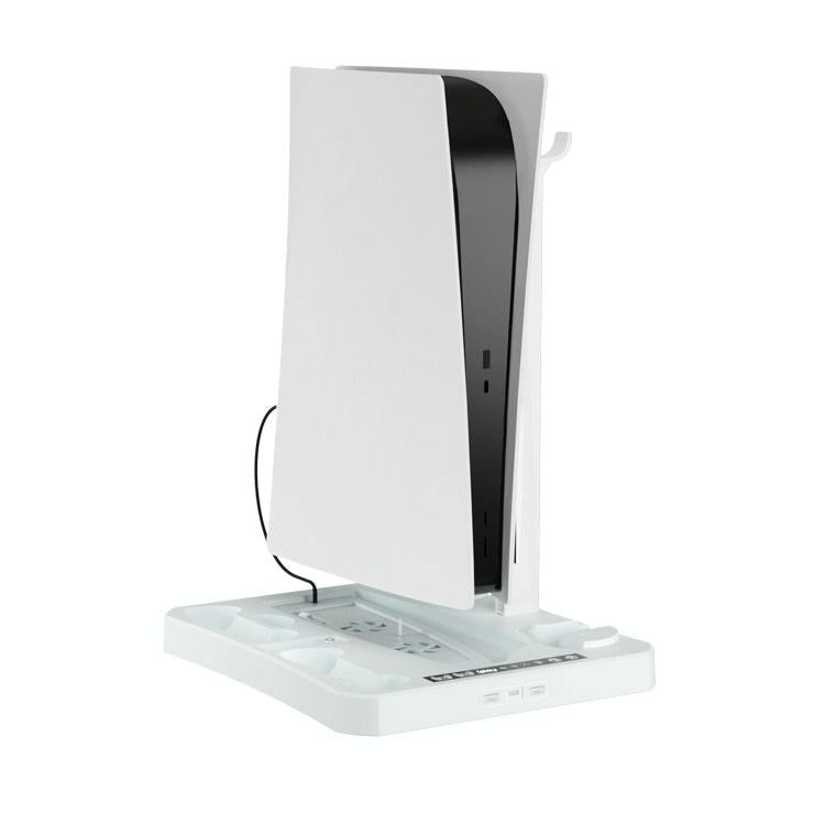 Multifunctional Cooling Base for Ps5 with Vr2 Handle Charging and Disc Storage Stand - White