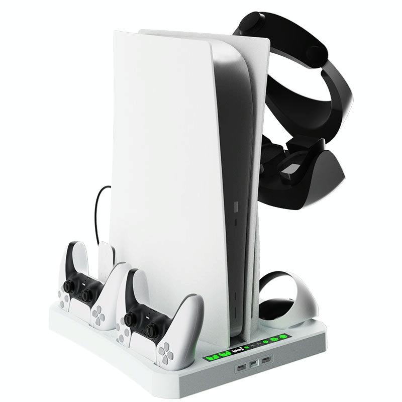 Multifunctional Cooling Base for Ps5 with Vr2 Handle Charging and Disc Storage Stand - White