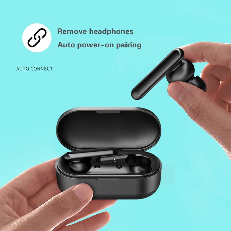 Mini Touch Control Tws Wireless Earphones with Mic & Charger Box - Black