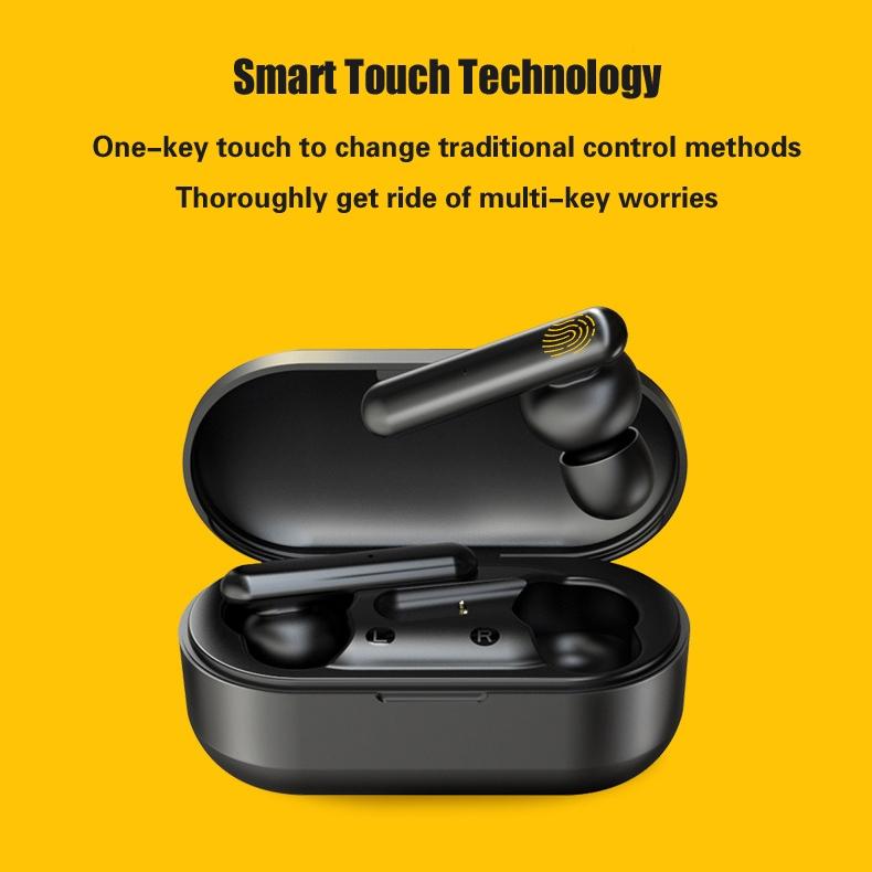 Mini Touch Control Tws Wireless Earphones with Mic & Charger Box - Black