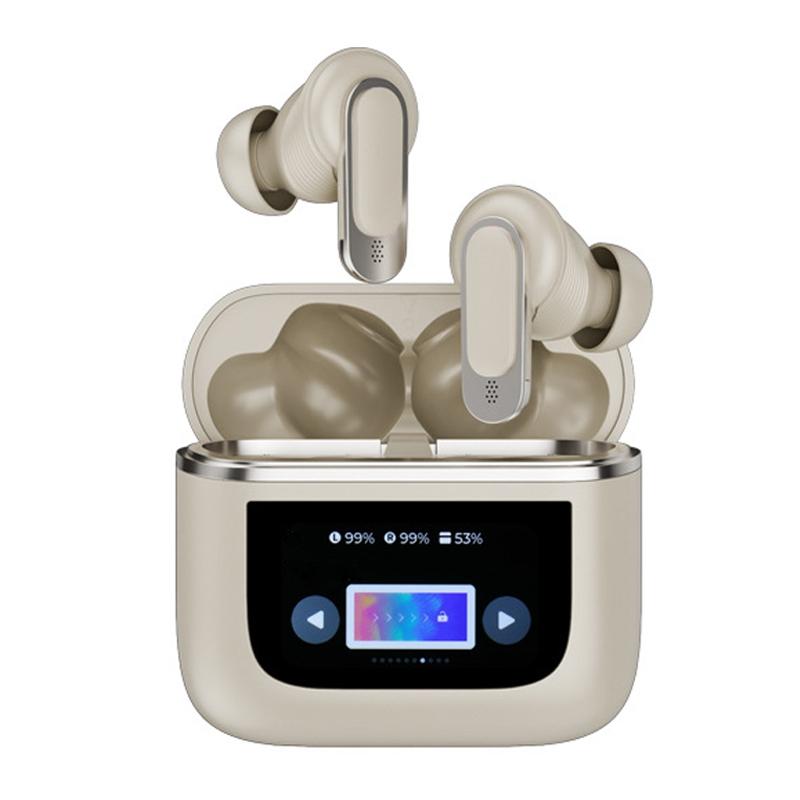 Wireless Anc Bluetooth Earphones with Touch Screen and Active Noise Reduction - Champagne Gold