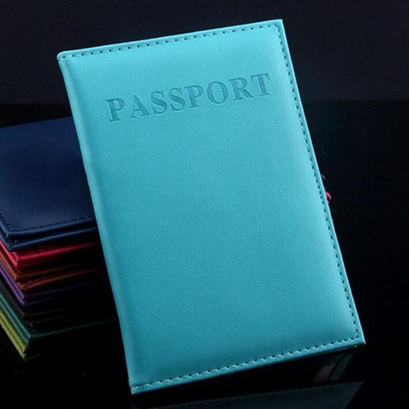 Travel Passport Cover Faux Leather Holder - Yellow Brown