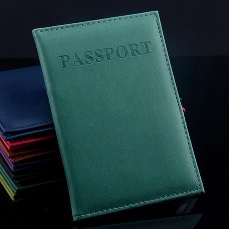 Travel Passport Cover Faux Leather Holder - Yellow Brown