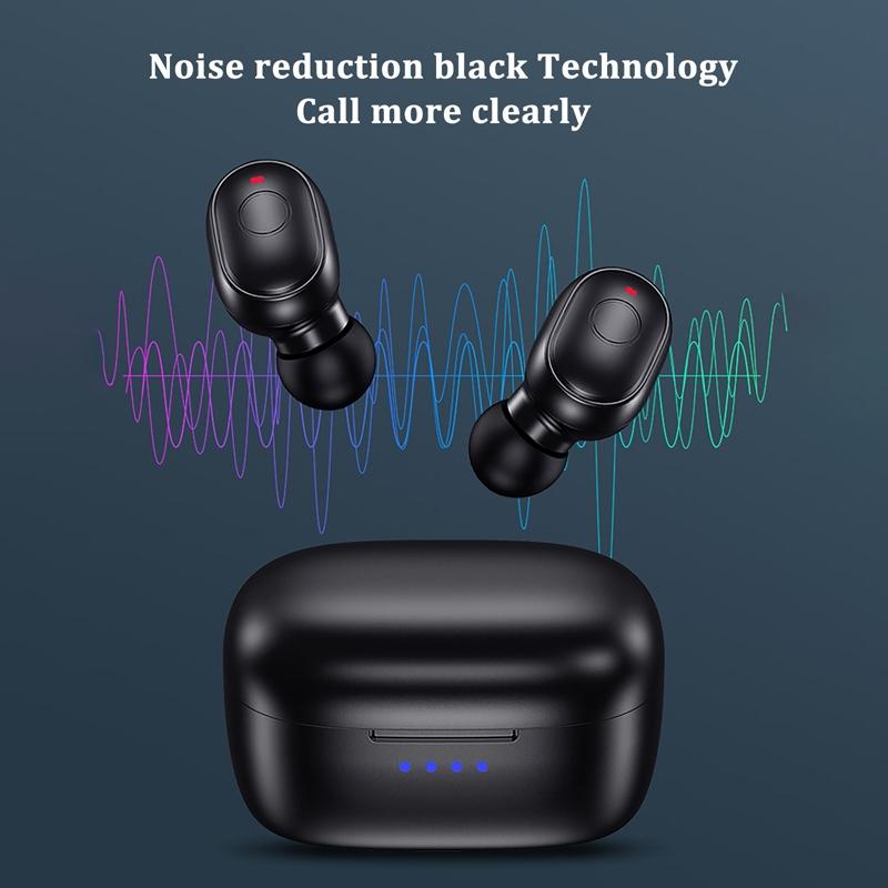 Waterproof Mini Touch-control Bluetooth Earphones with Noise Cancelling - Black