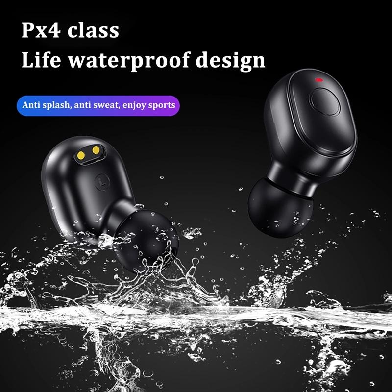 Waterproof Mini Touch-control Bluetooth Earphones with Noise Cancelling - Black