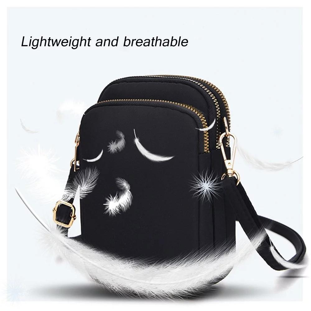 Women Mini Crossbody Phone Bag With Headphone Hole - Black