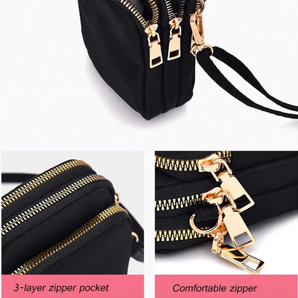 Women Mini Crossbody Phone Bag With Headphone Hole - Black
