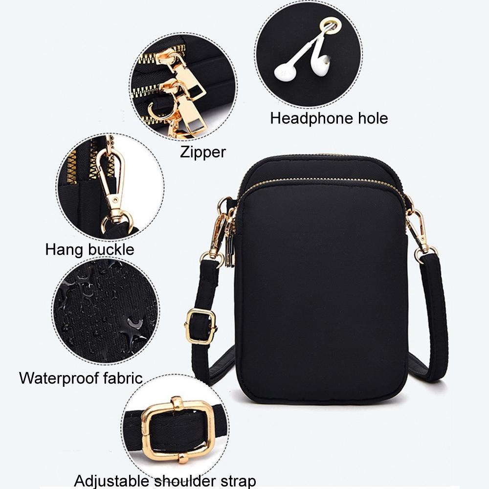 Women Mini Crossbody Phone Bag With Headphone Hole - Black