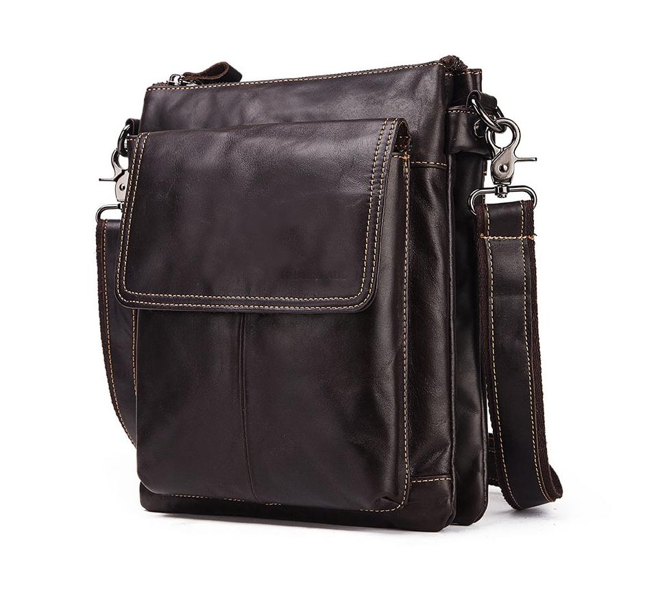 Retro Leather Crossbody Backpack For Men - Dark Brown