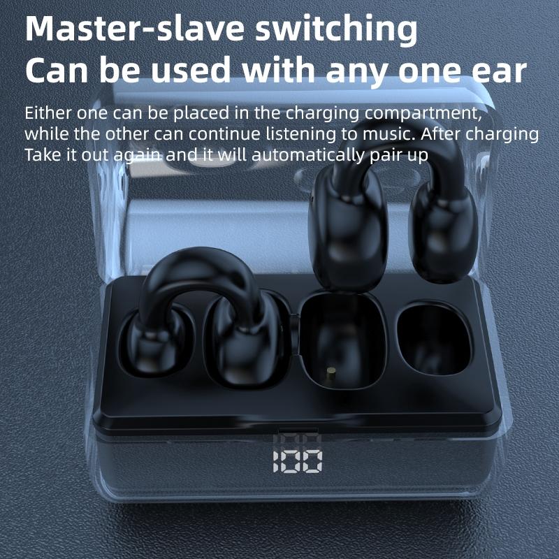 Wireless Earphones with Digital Display and Charging Case - Black
