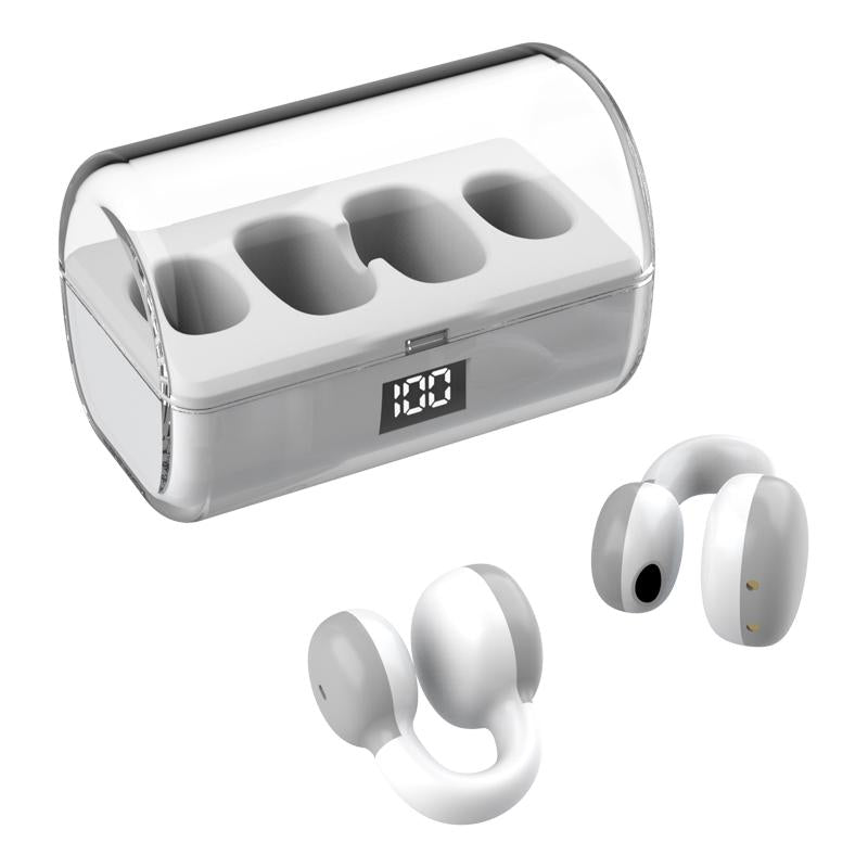 Wireless Earphones with Digital Display and Charging Case - Black