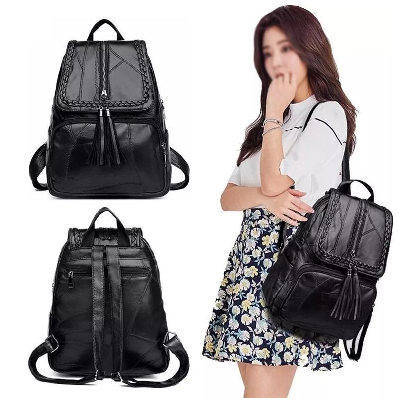 Simple Black Pu Leather Shoulder Bag For Women