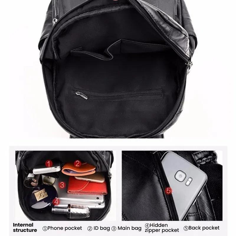 Simple Black Pu Leather Shoulder Bag For Women