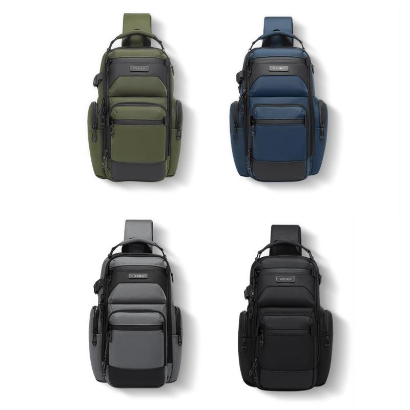 Lightweight Men Waterproof Crossbody Chest Bag Travel Companion - Black