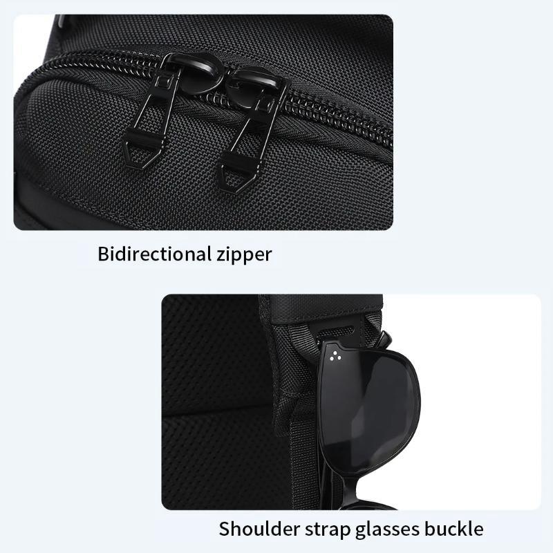 Lightweight Men Waterproof Crossbody Chest Bag Travel Companion - Black