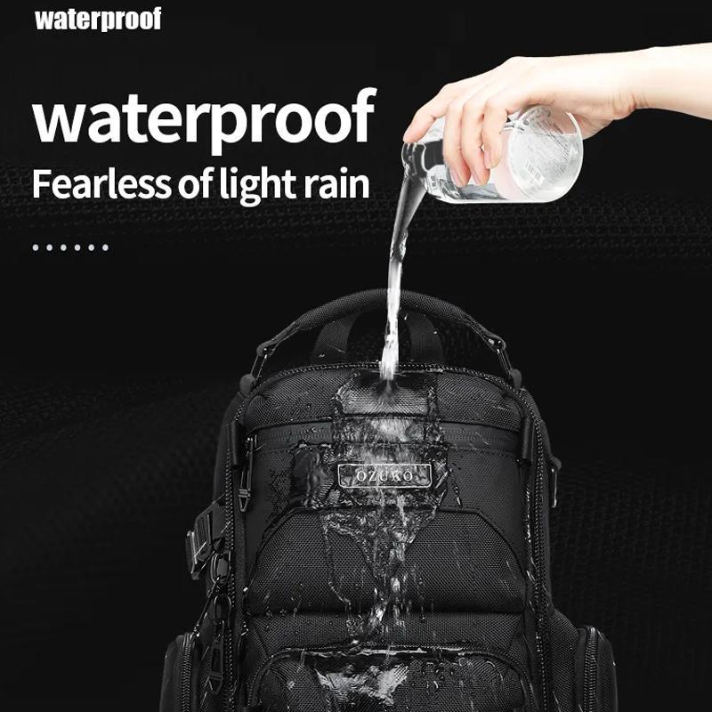 Lightweight Men Waterproof Crossbody Chest Bag Travel Companion - Black