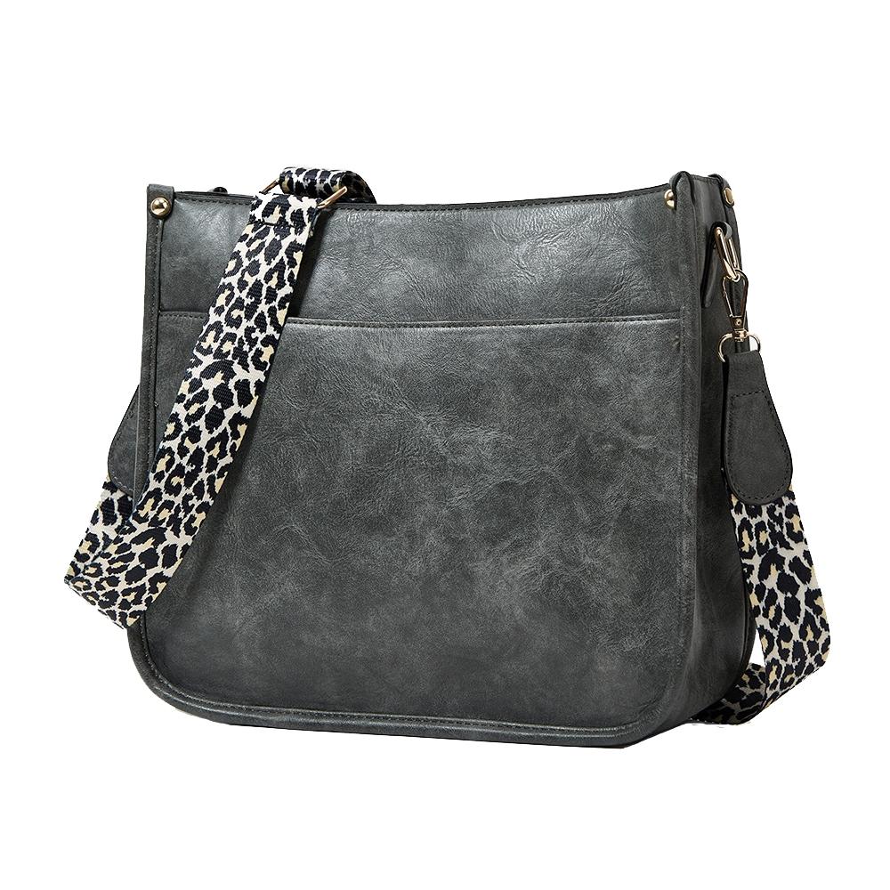 Leopard Print Waterproof Crossbody Tote Bag - Black