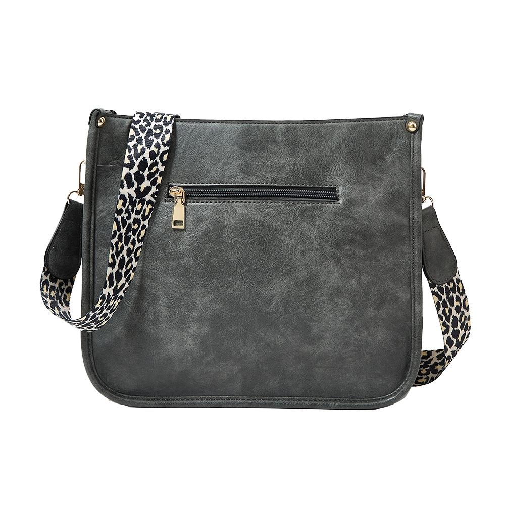 Leopard Print Waterproof Crossbody Tote Bag - Black