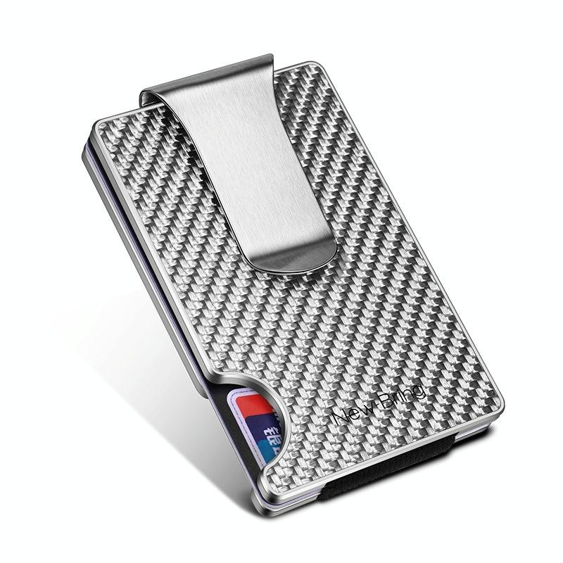 Ultra Thin Rfid Carbon Fiber Wallet For Men Anti Theft Card Holder - Silver