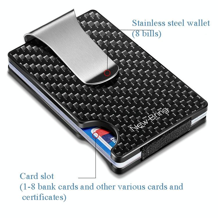 Ultra Thin Rfid Carbon Fiber Wallet For Men Anti Theft Card Holder - Silver