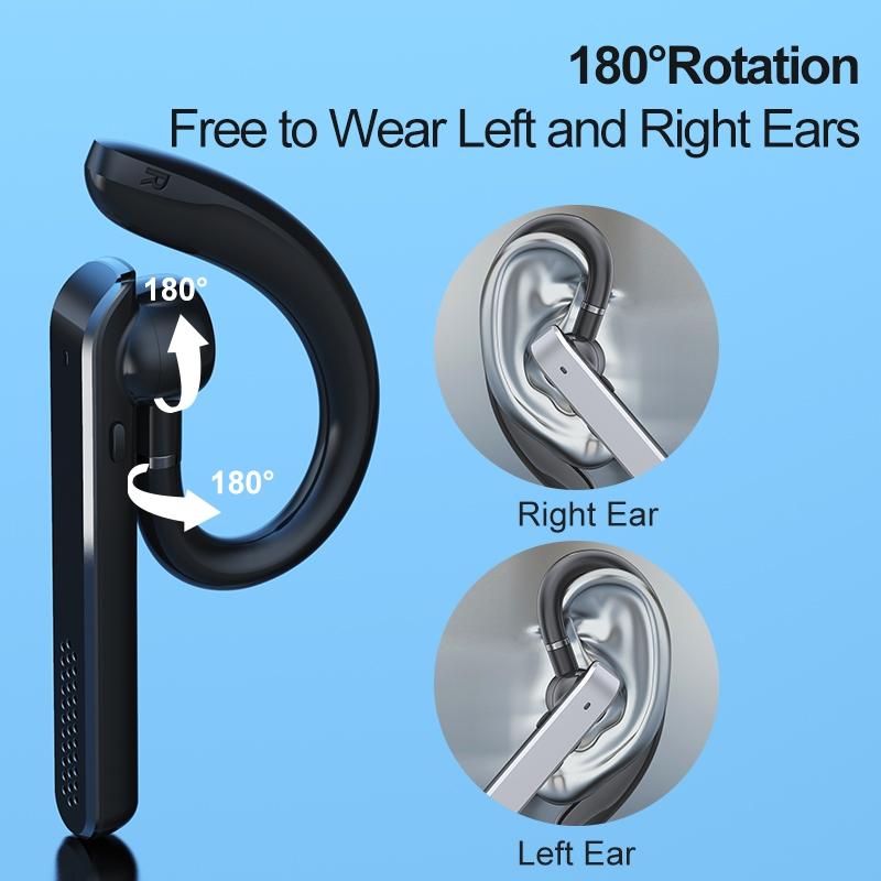 Wireless Bluetooth Earphone with Noise Reduction - Ear-mounted - Black