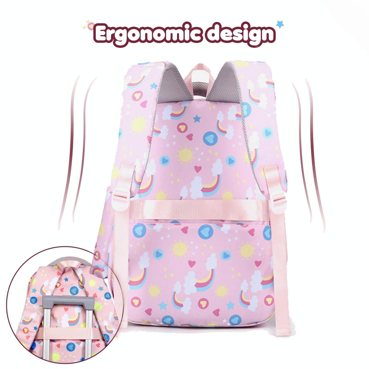 Kids Backpack Set with Lunch Bag & Pencil Case - 3 in 1 - Pink