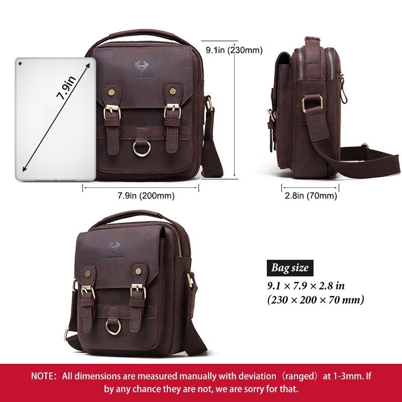 Retro Leather Men Crossbody Bag Brown