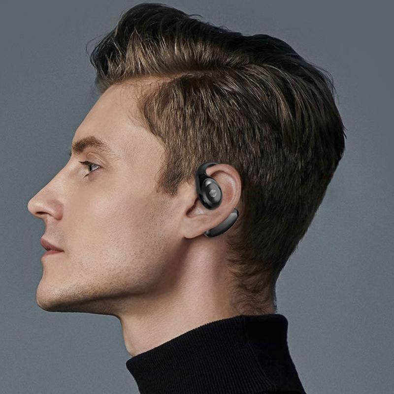 Waterproof Touch Control Wireless Earphones with Ear-hook for Sports - Black
