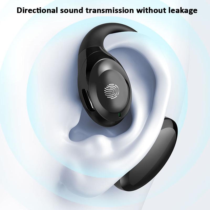 Waterproof Touch Control Wireless Earphones with Ear-hook for Sports - Black