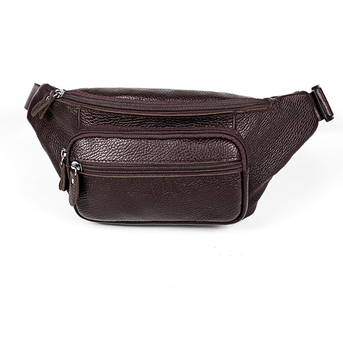 Outdoor Leather Shoulder Bag For Sports & Phone - Coffee