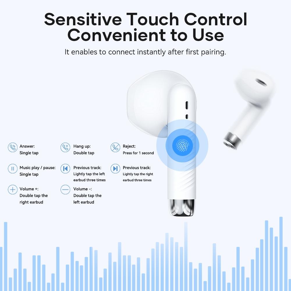 Wireless Bluetooth 5.0 Earphones - White