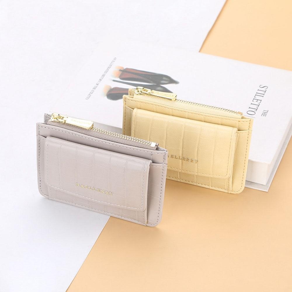 Multifunctional Crocodile Card Holder With Zipper Small Coin Purse - Yellow