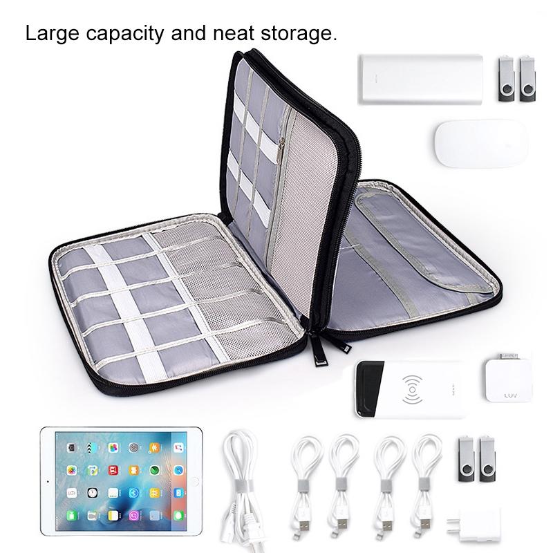 Waterproof Multi-function Storage Bag for Digital Accessories Earphones and Data Cables - Black
