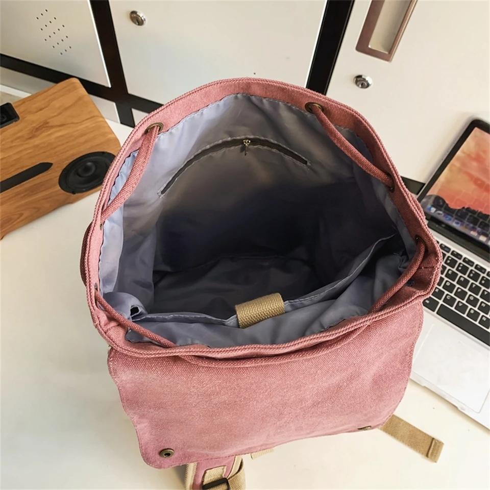 Large Capacity Canvas Backpack For Teens - Black