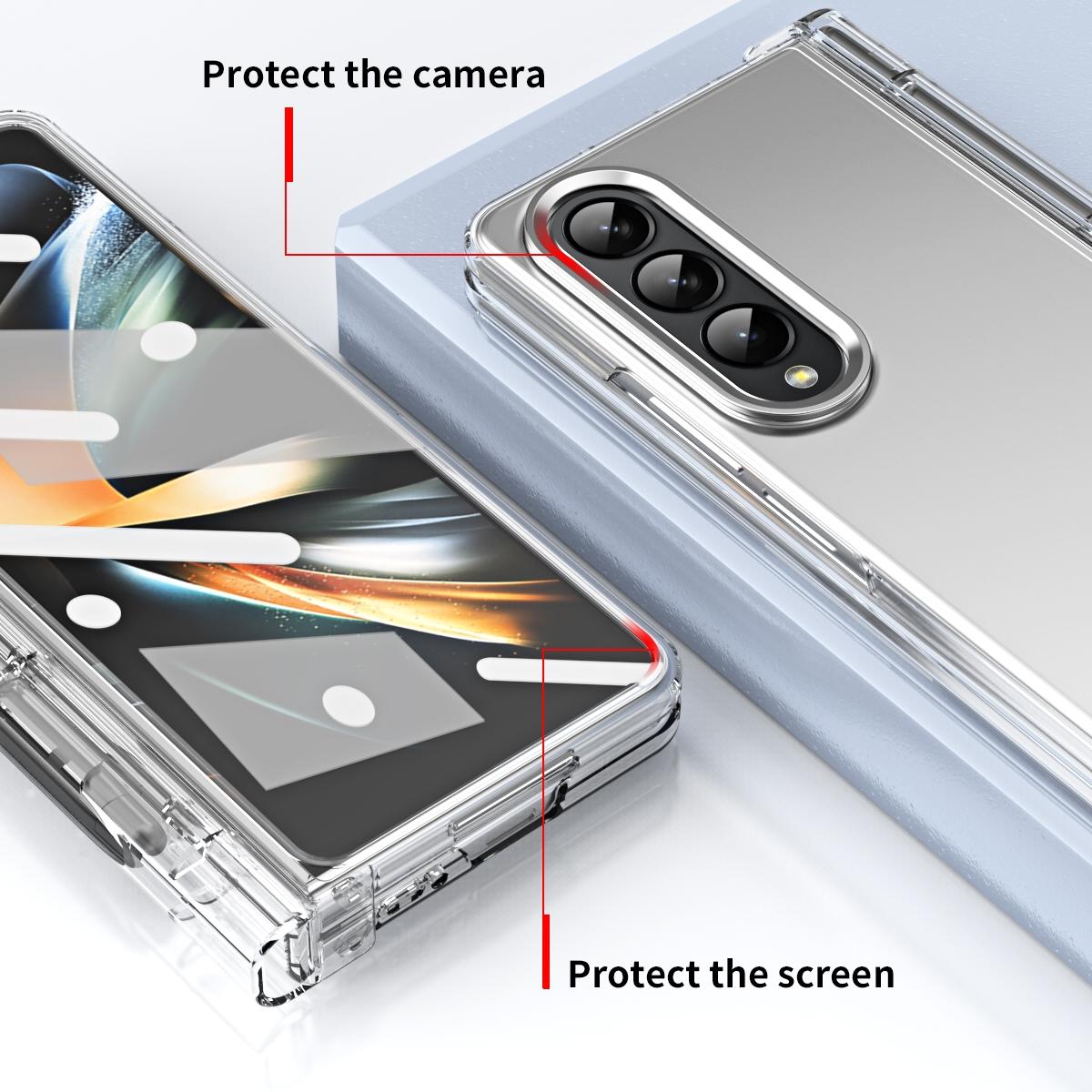 For Samsung Galaxy Z Fold4 5G Samsung Fold 4 Hinge Flip Case - Two Tone Contact Lens - Black