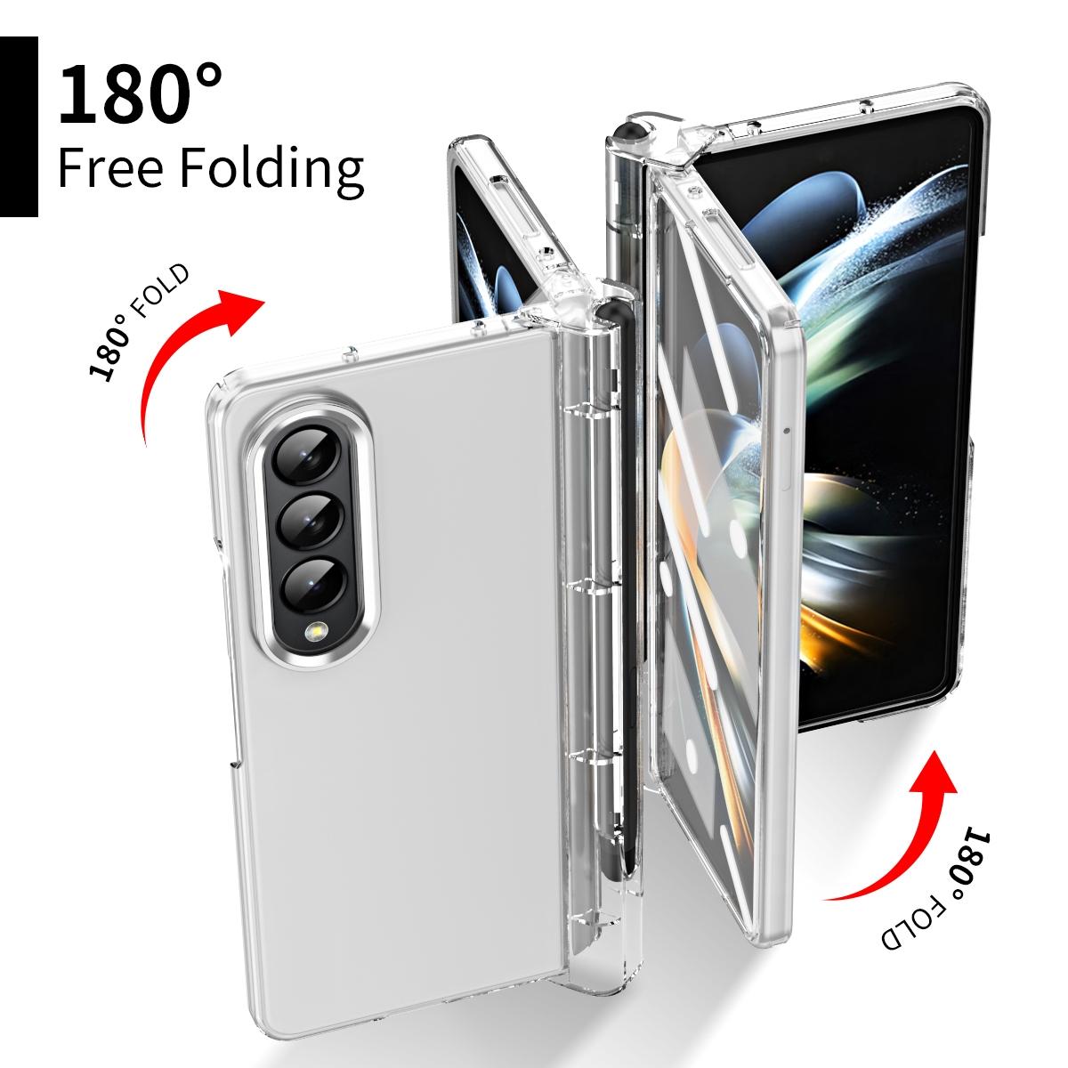 For Samsung Galaxy Z Fold4 5G Samsung Fold 4 Hinge Flip Case - Two Tone Contact Lens - Black