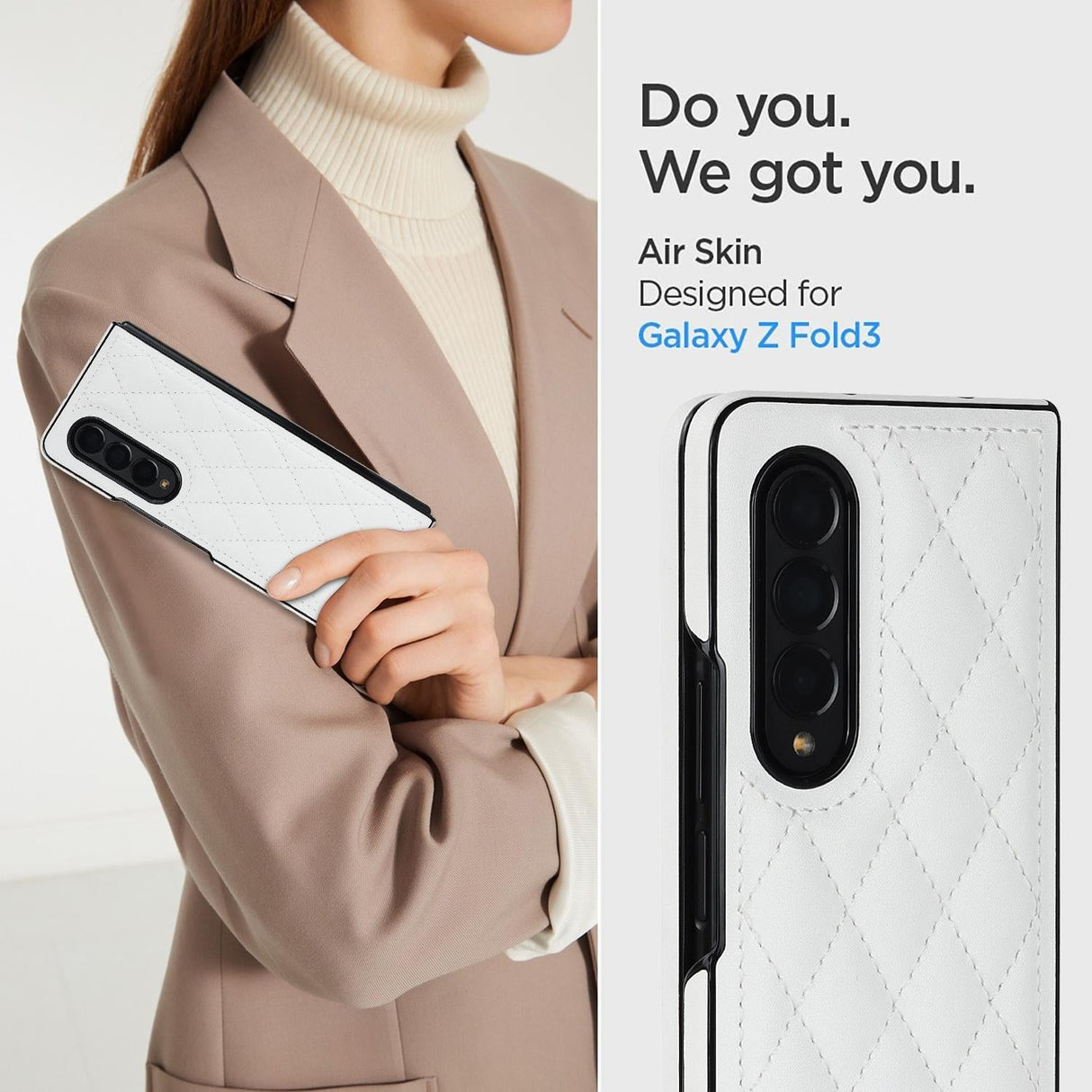 For Samsung Galaxy Z Fold4 5G Foldable Microfiber Phone Case - Rhombic Design - Black